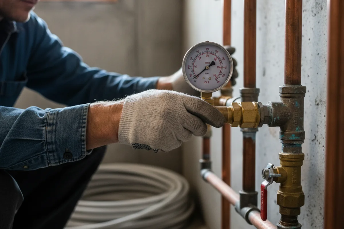 Pressure testing a repaired line during Water Line Repair in Rutledge